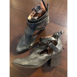 Jeffery Campbell distressed buckle bootie